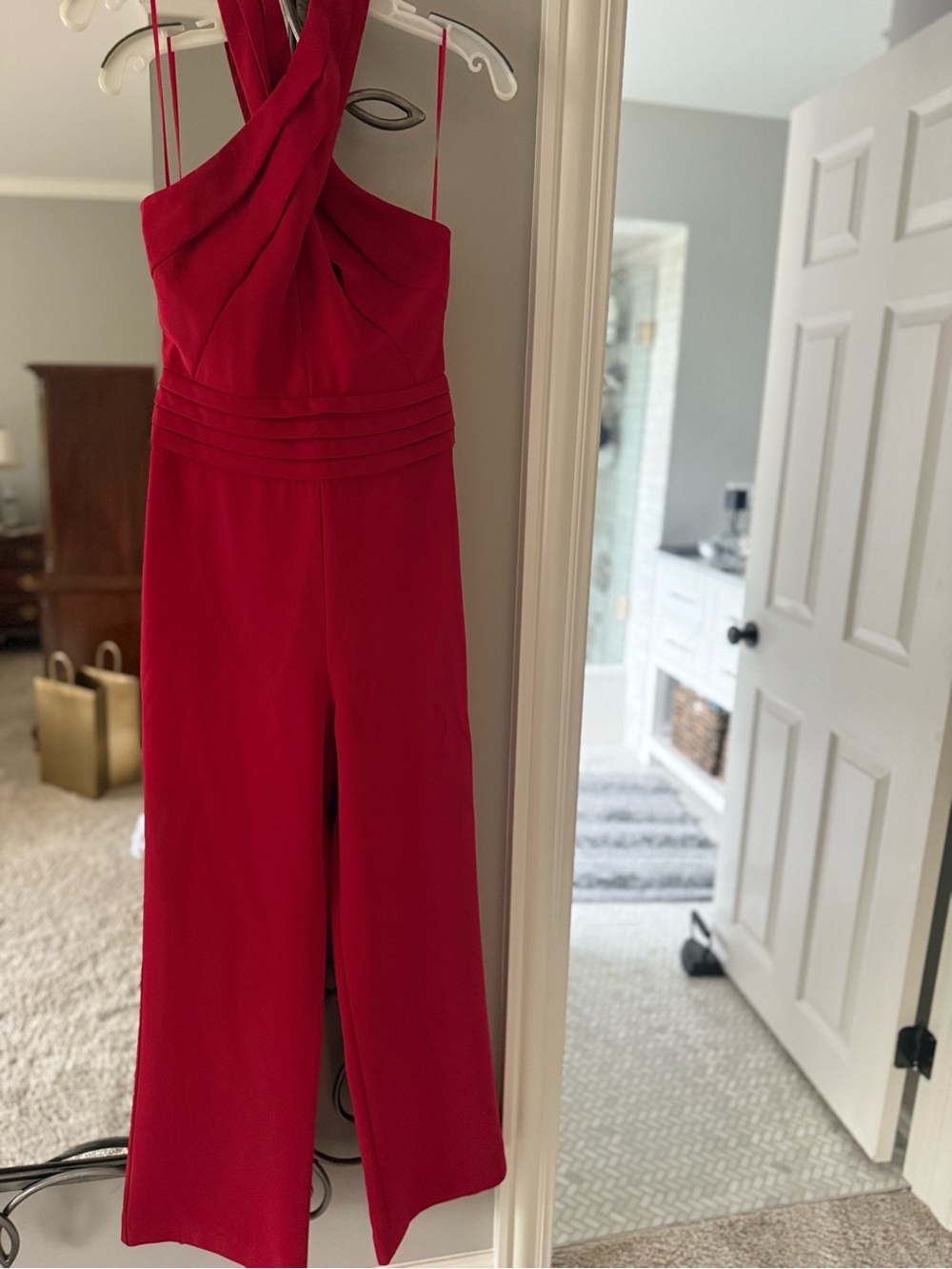 Nordstrom Red Cross-Front Wide-Leg Jumpsuit